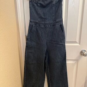 Women's Strapless Denim Jumpsuit